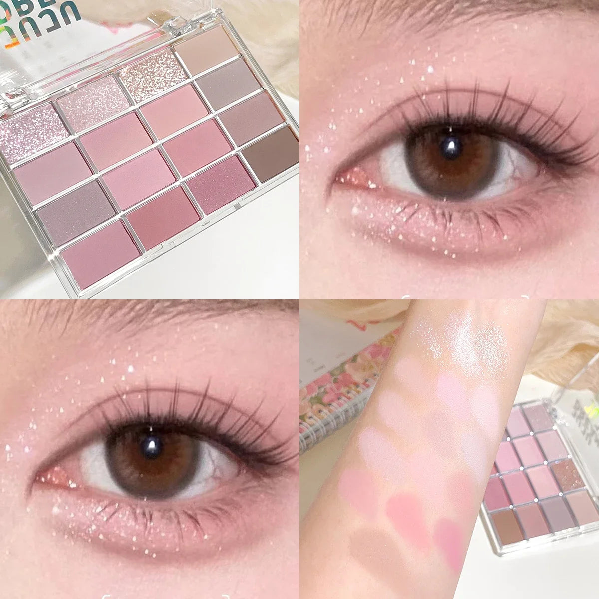 Korean 16 color eyeshadow plate, pearlescent matte lying silkworm, brighten low saturation earth color daily makeup
