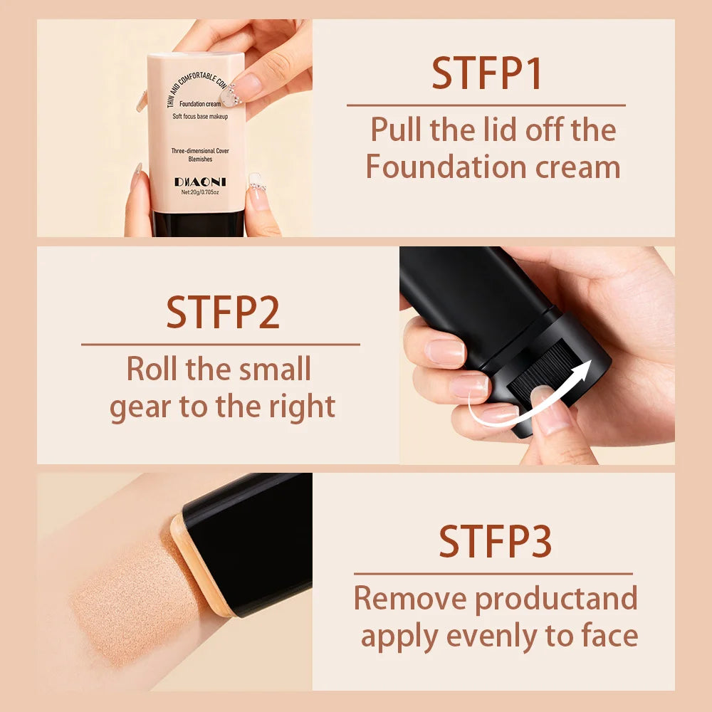 Lazy Foundation Stick, Natural, Hydrated and Refreshing, Light Makeup, Non-drying Concealer Foundation Stick