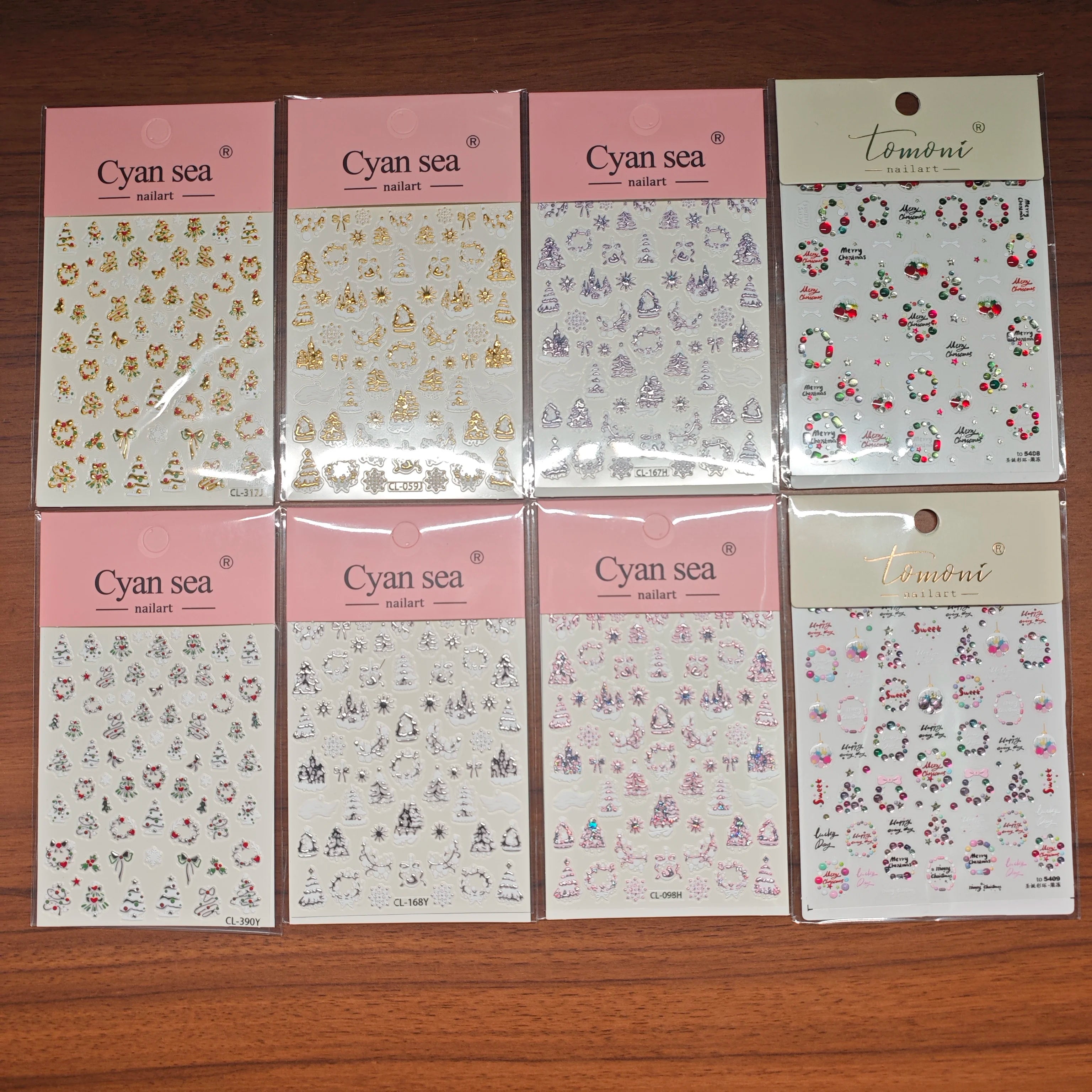Christmas Nail Stickers Snowflake Nail Art Stickers Metal Silver Self-Adhesive Nail Decals ChristmasTree Winter Manicure Sliders
