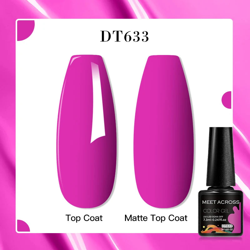 MEET ACROSS 160 Colors 7.3ml Gel Nail Polish Vernis Glitter Sparkly Semi Permanent Soak Off LED UV Gel Varnish Nail Art Manicure