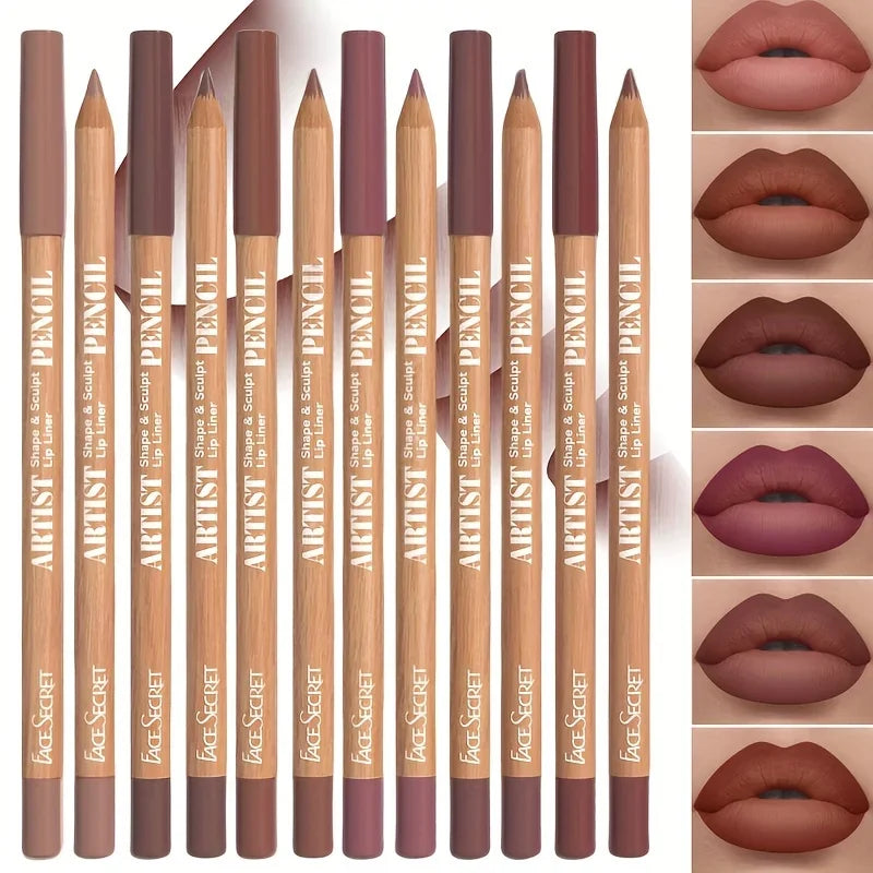 6pcs Velvet Matte Lip Liner Set - Long-Lasting Versatile Shades Longlasting Lip Makeup Berry, Brown, Pink Lip Pencil