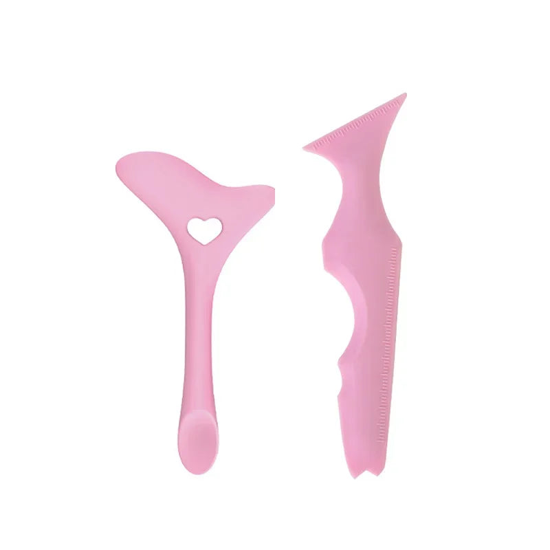 2Pcs Set Multifunctional Eye Makeup Tool Silicone Beauty Ruler Eyeshadow Highlight Lipstick Eyeliner Aid Tool Set