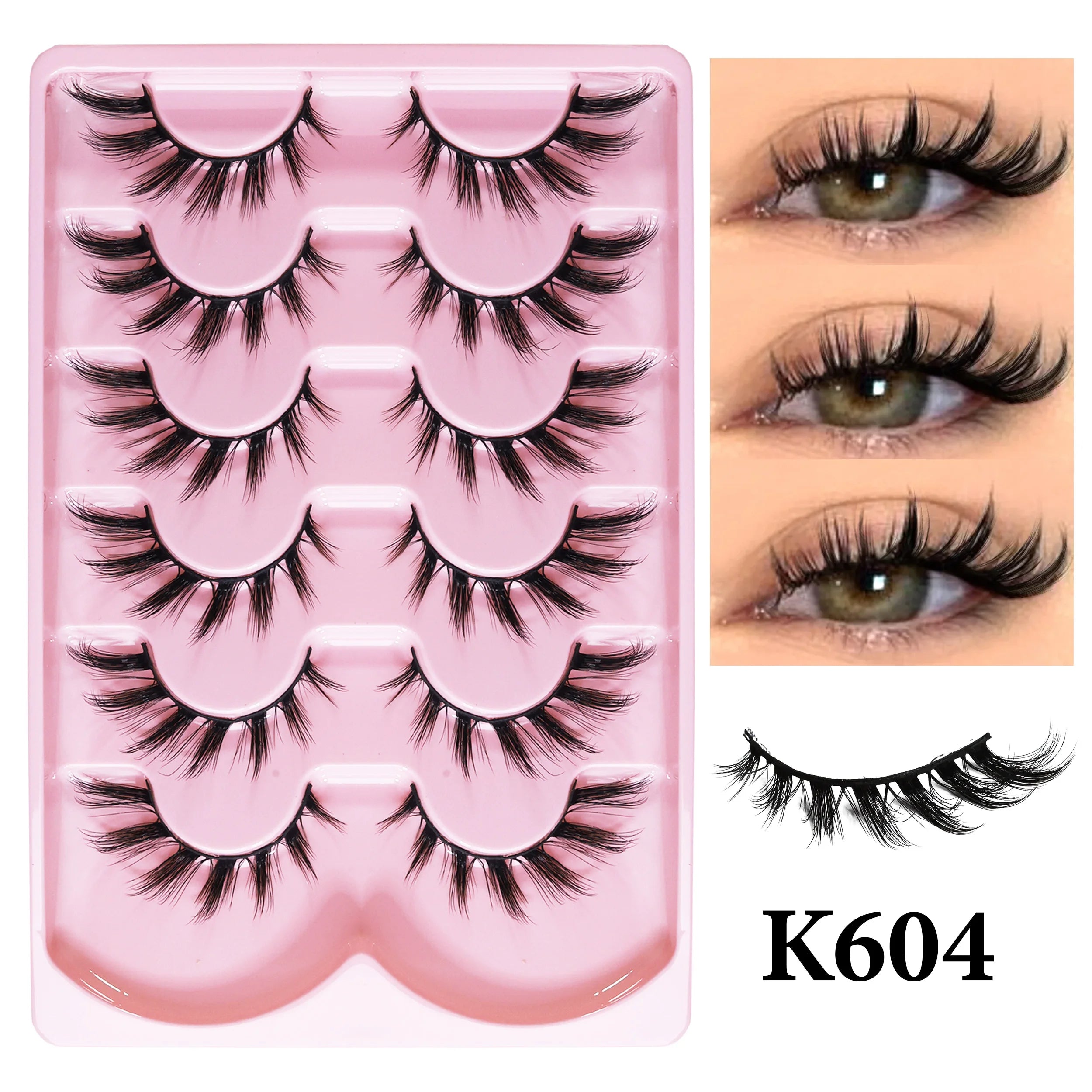 MIOFIA New 5 Pairs Fake Lashes D Curl Fluffy Soft Volume Eyelash Extensions Natural Look 3D Faux Mink False Eyelashes Makeup