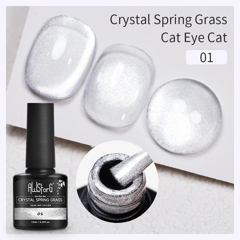 AWStorG 7.5ml Golden Gradient Cat Eye Nail Polish Gel Phototherapeutic Gel Soak Off Nail Magnetic Gel Polish Nail Art DlY
