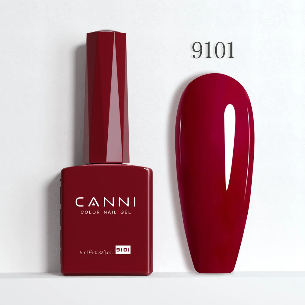 CANNI Hema Free Nail Gel Polish Fall Color Collection Semi Permanent Diamong Long Wear Top Coat Red Gorgeous JellyNude Color 9ml
