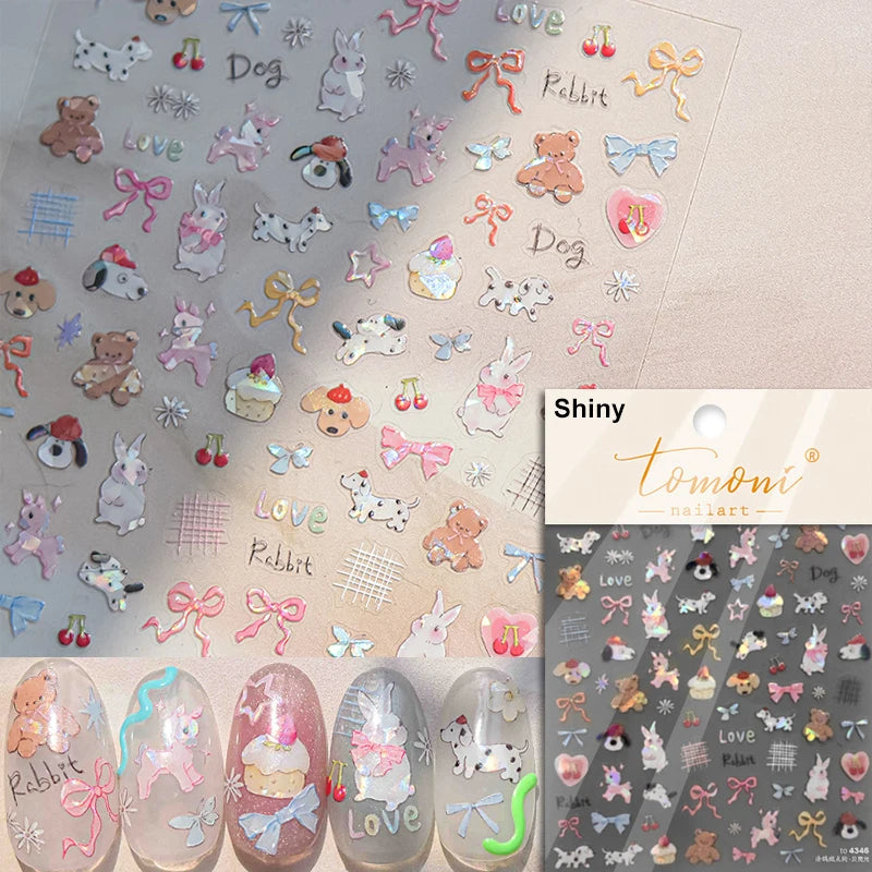 Cute Cat Eye Fishbone Animals Leopard Cat Ginger Cat Kitten Exclamation Point Paw Self Adhesive Nail Art Sticker Manicure Decals