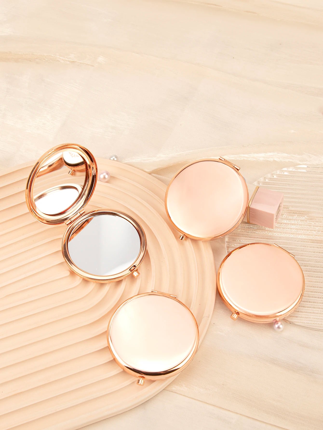 【2025 New】65 mm Round Double Sided Makeup Mirror - Portable Compact Handheld Makeup Mirror for Purse/Travel/Cosmetics