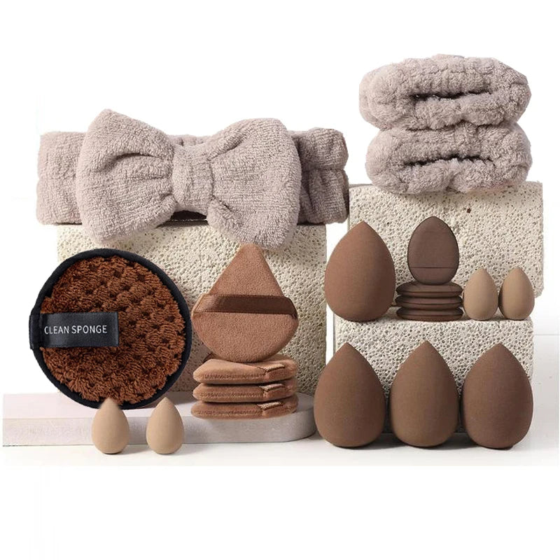 20/40pcs Makeup Brush And Sponge Set Professional Makeup Brush Set Triangle Powder Puff Clean Powder Puff Makeup Tool Set