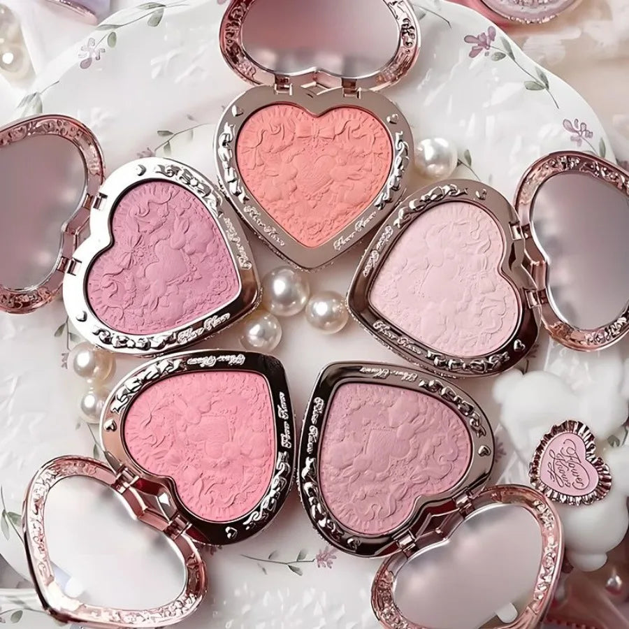 Flowerknows Garden Rose Blush Powder Blusher for Cheeks,Cruelty Free Makeup - Shape,Contour Face for A Natural Matte Finish
