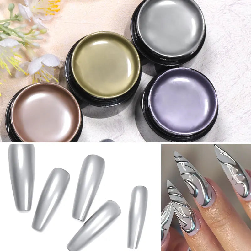 Mtssii 8ml Metallic Painting Nail Gel Polish Gold Silver Creative Elastic Nail Gel for PaintingDrawing Magic Mirror Gel Varnish