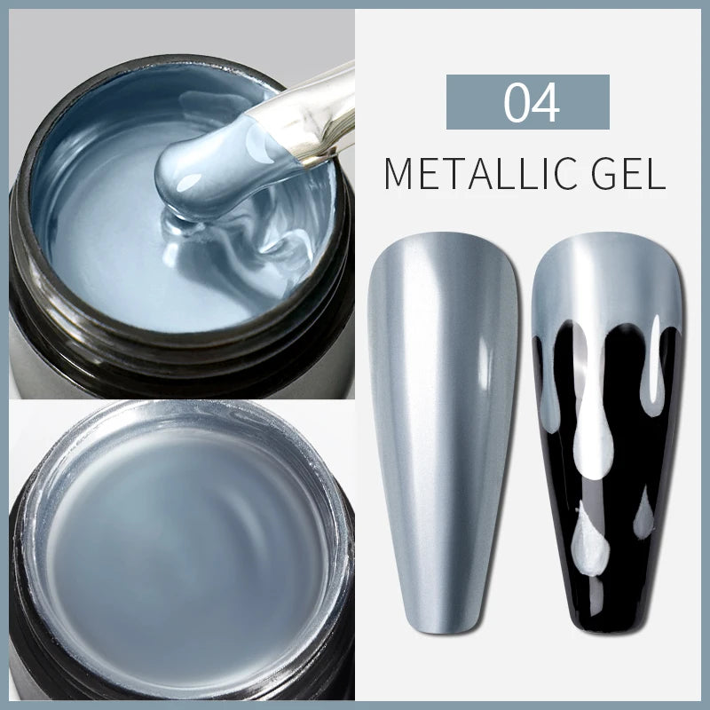 5ML Gold Silver Metallic Liner Paint Gel Polish Chrome Mirror Metal Effect Super Bright French UV LED Semi Permanent Nail Gel