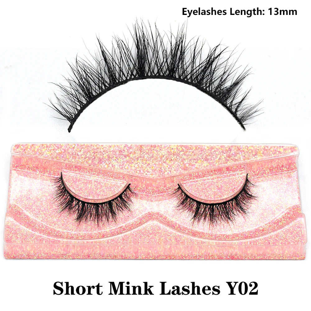 3D Mink Fluffy Half False Eyelashes Natural Soft Lightweight Clear Band Half Eye Strip Lashes Reusable Short Eyelashes Extension