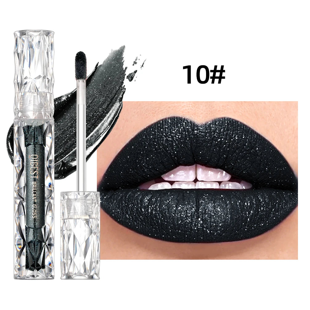 Qibest Glitter Shimmer Liquid Lipstick - Matte Waterproof Lip Gloss