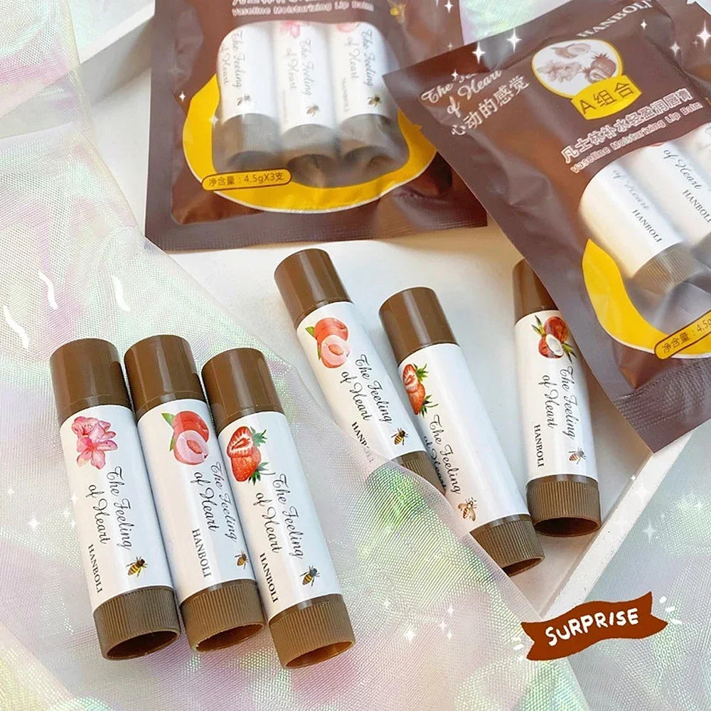 Colored Fruit Lip Balm Long Lasting Natural Nourishing Moisturizing Lipsticks Peach Tea Orange Jelly Plumping Lips Care Makeup