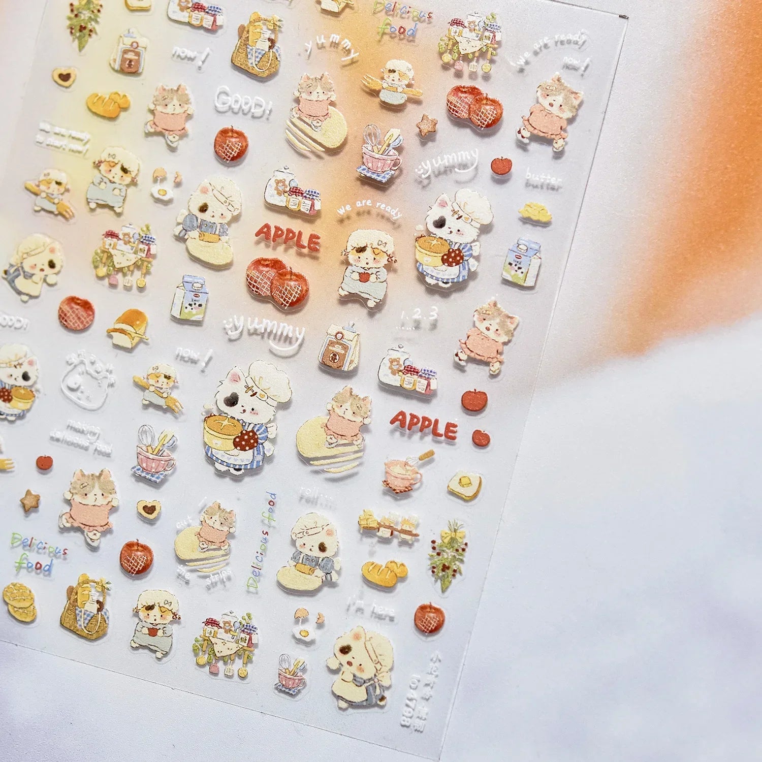 Lovely Animal Graffiti Cat Claw Rabbit Bunny Bear Dog Flower Fruit Dim Sum Candy Sunflower Adhesive 5D Nail Art Stickers Decal