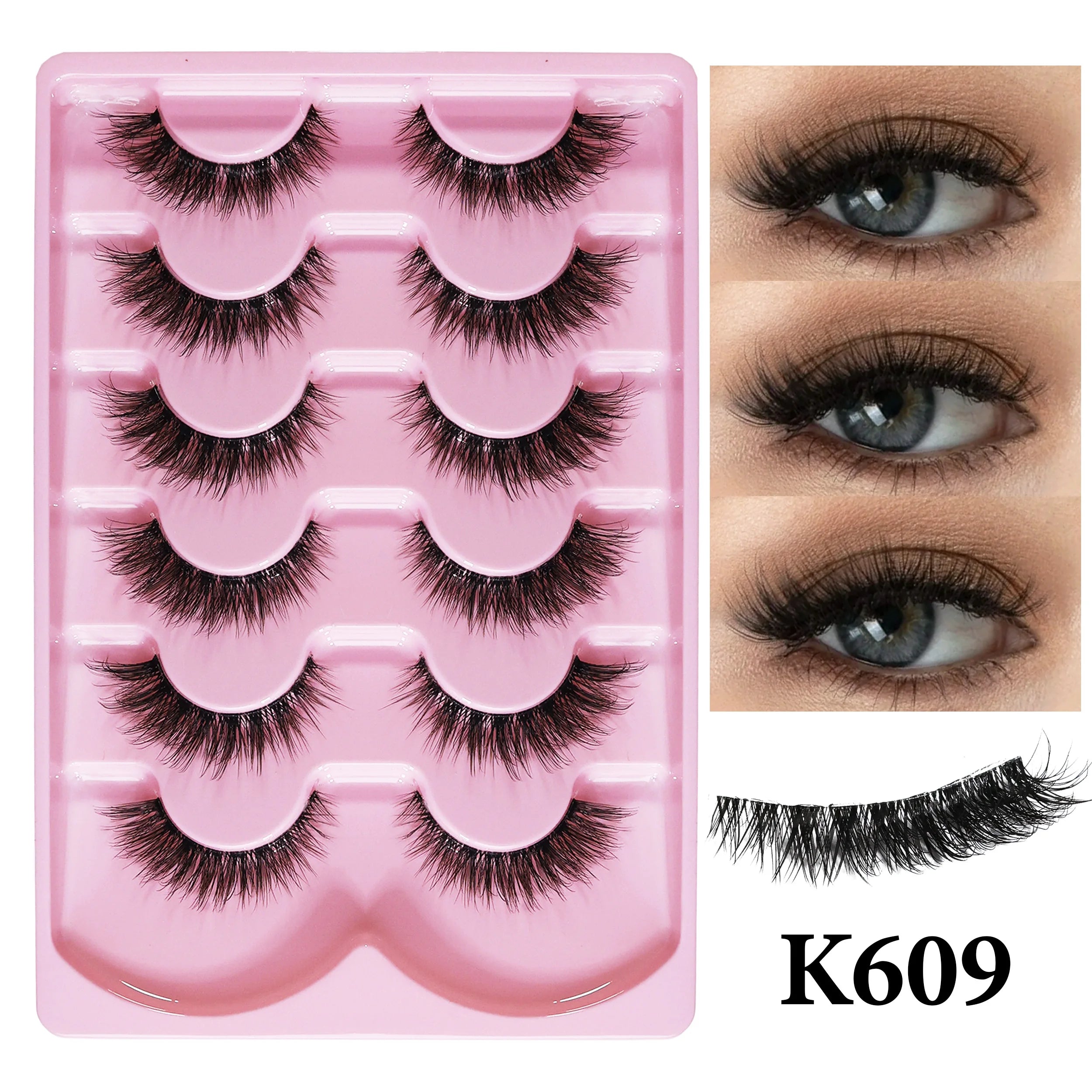 MIOFIA New 5 Pairs Fake Lashes D Curl Fluffy Soft Volume Eyelash Extensions Natural Look 3D Faux Mink False Eyelashes Makeup