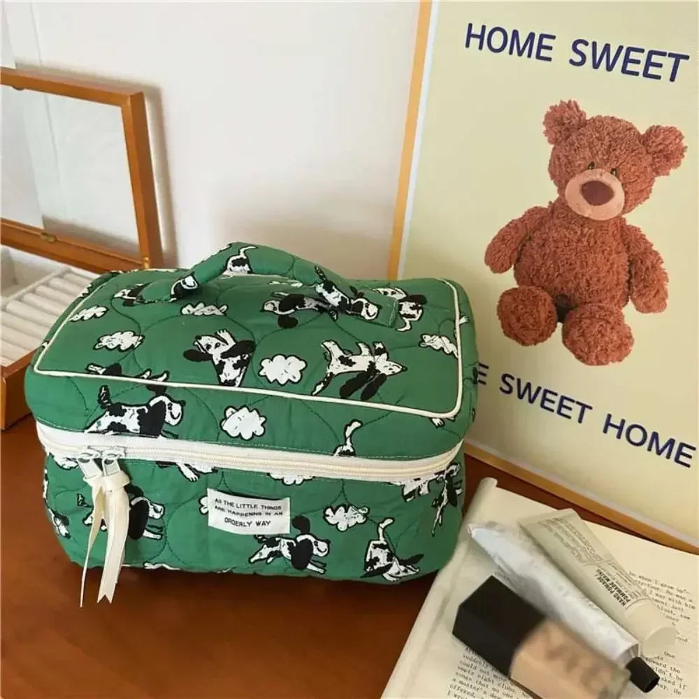 Square Shape Large Capacity Handbag Fashion PU PU Leather Makeup Bag Portable Handheld Toiletries Bag