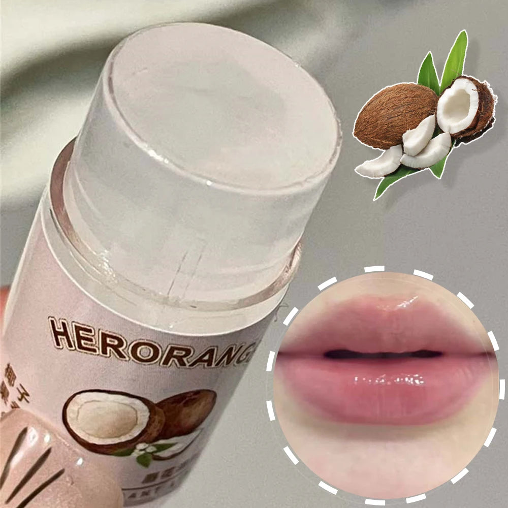 Transparent Coconut Fruit Lip Balm Lip Care Moisturizing Fade Fine Lines Jelly Lip Gloss Lipstick Anti-drying Hydration Makeup