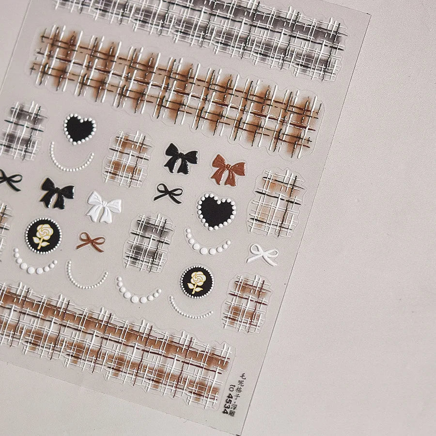 Autumn Winter Leopard Print Bow Nail Art Stickers 3D Thin Tough Nail Sticker Cute Bow Self Adhesive Nails Decorations Decals DIY