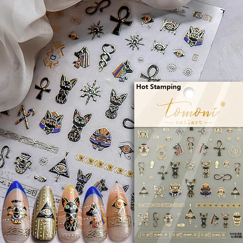 Cute Cat Eye Fishbone Animals Leopard Cat Ginger Cat Kitten Exclamation Point Paw Self Adhesive Nail Art Sticker Manicure Decals