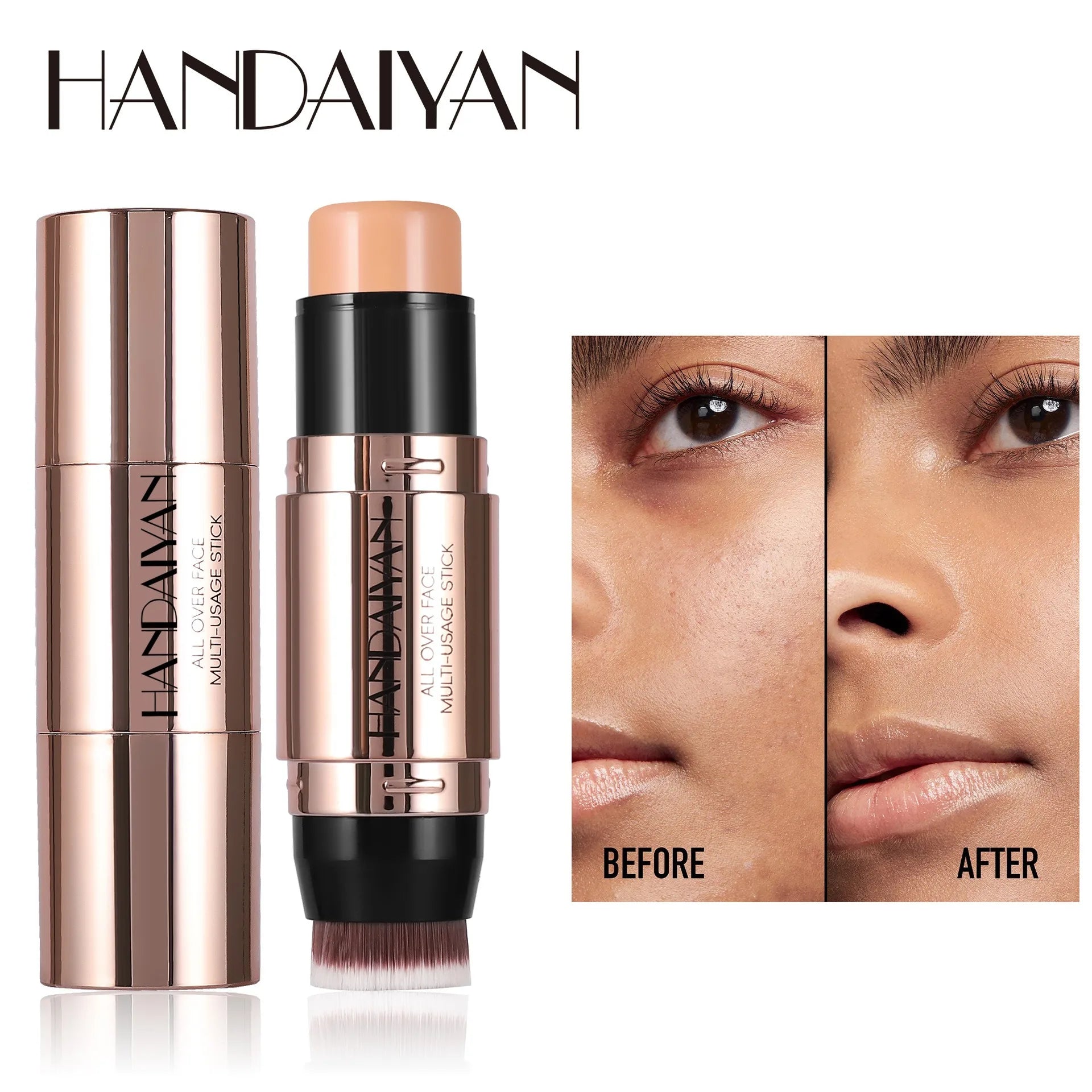 Double-head Face Bronzer Contour Stick Cream Makeup Light Dark Shadow Lasting Concealer Facial Brighten Contouring With Brush
