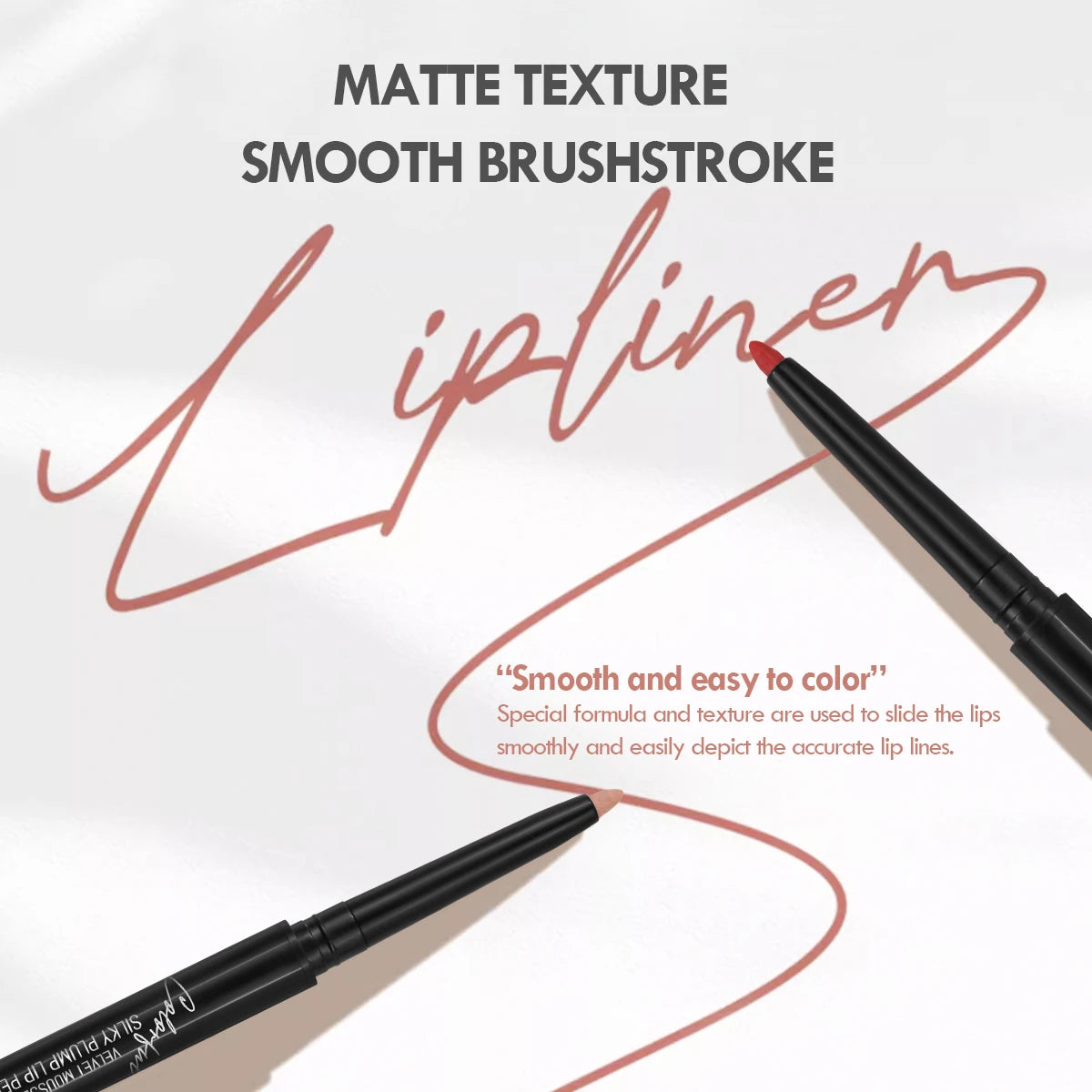 12 Colors Lip Liner , Matte Dewy Finish Long Lasting Waterproof Smudge Proof Lip Liner