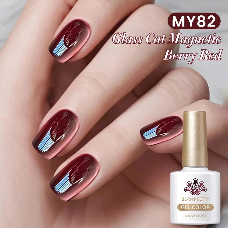 BORN PRETTY 10ml Wishing Apple Red Glass Bead Cat Magnetic Gel ultra Shine Soak Off UV Gel Nail Art Varnish Nail Supplies
