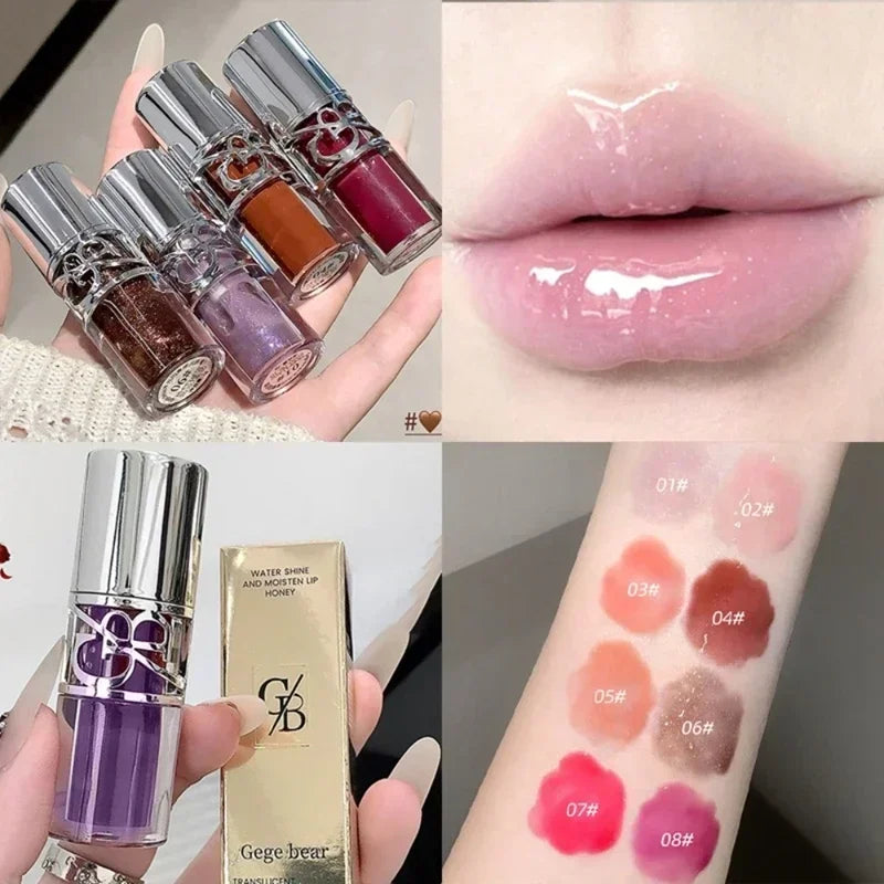 Clear Glass Shine Lip Gloss Mirror Watery Moisturize Plumper Long Lasting Lip Tint Juicy Lip Oil Gloss Stain Makeup