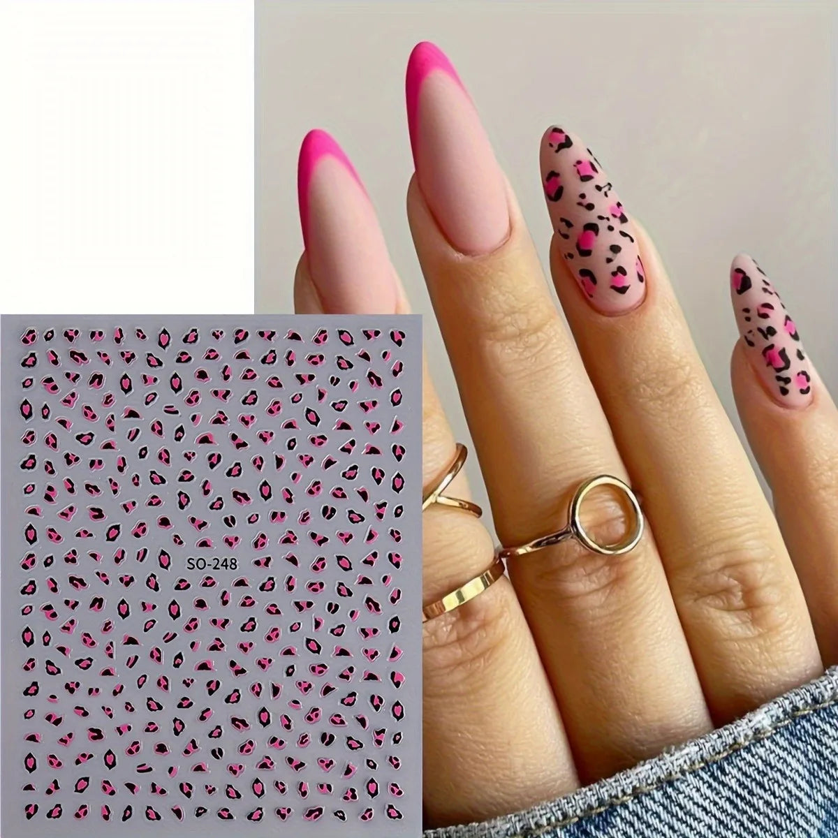 3PCS Meilad leopard print nail stickers, easy to apply for DIY nail decoration, gifts, party and wedding makeup styling