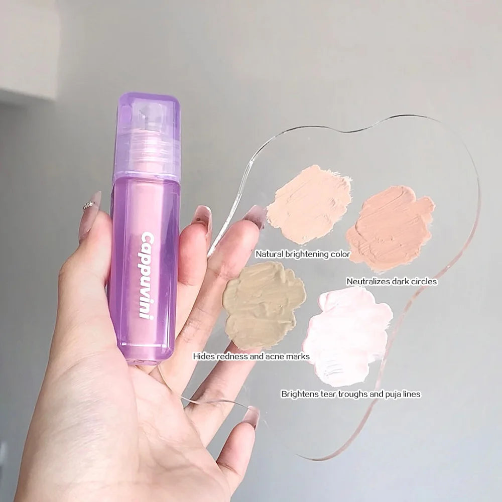 Cappuvini Velvet Highlighter Concealer Liquid Cover Acne Marks Dark Circles Brighten Skin Tone Moisturize Long-lasting Makeup