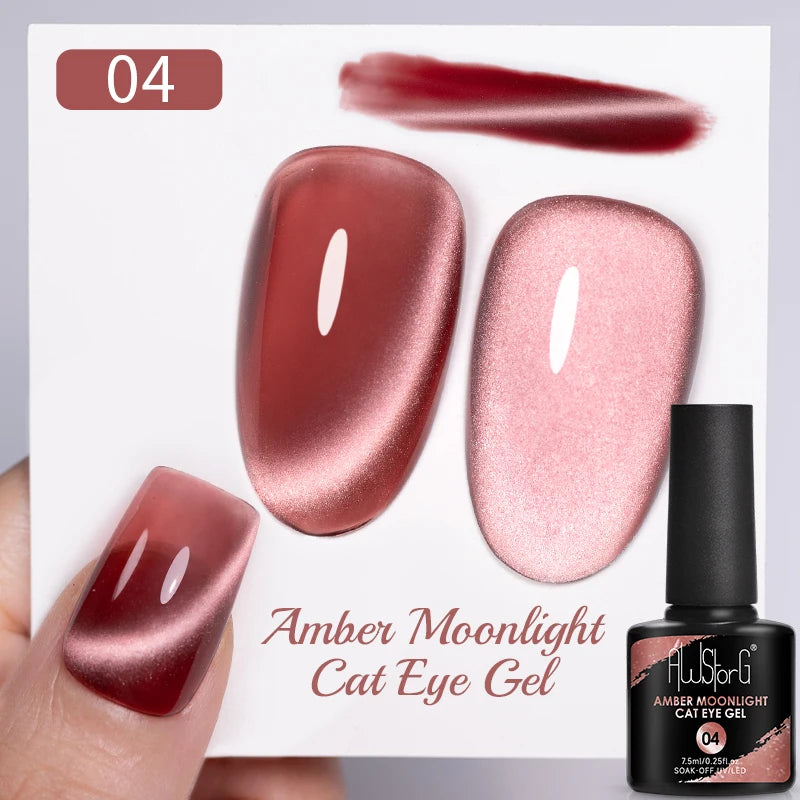AWStorG 7.5ml Crimson Velvet Cat Eye Magnetic Gel Nail Polish Shiny Ruby Red Cat Eye Gel Soak Off UV Semi-Permanent Nail Art