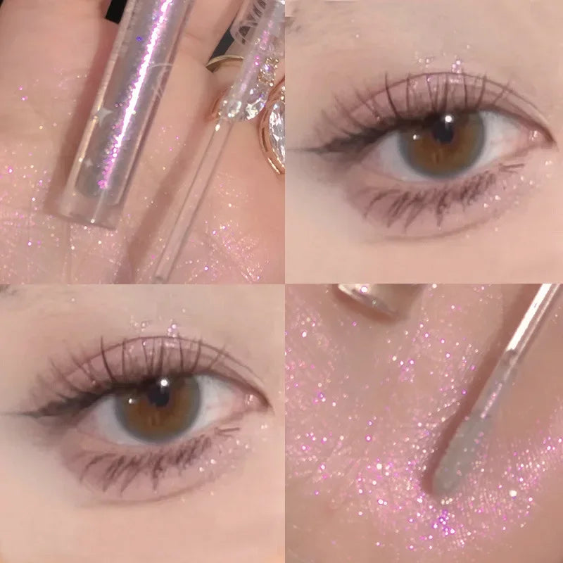 1pc Liquid Eyeshadow Super Shine Pink Pearlescent Glitter Eyeliner Long Lasting Waterproof Eye Shadow Glitter Party Eye Makeup