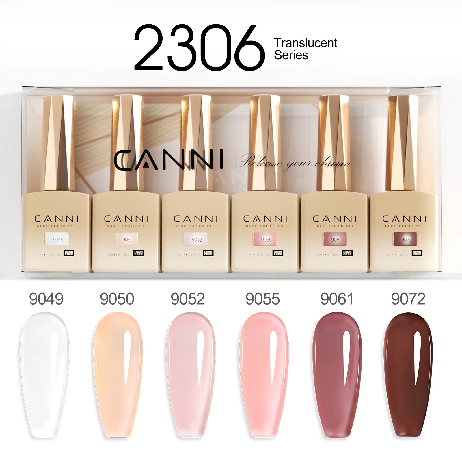 6pcs*9ml CANNI Nail Gel Polish Kit HEMA FREE Jade Jelly Nude Jelly Pink VIP Kit Christmas Gift French Nail Design Natural Color
