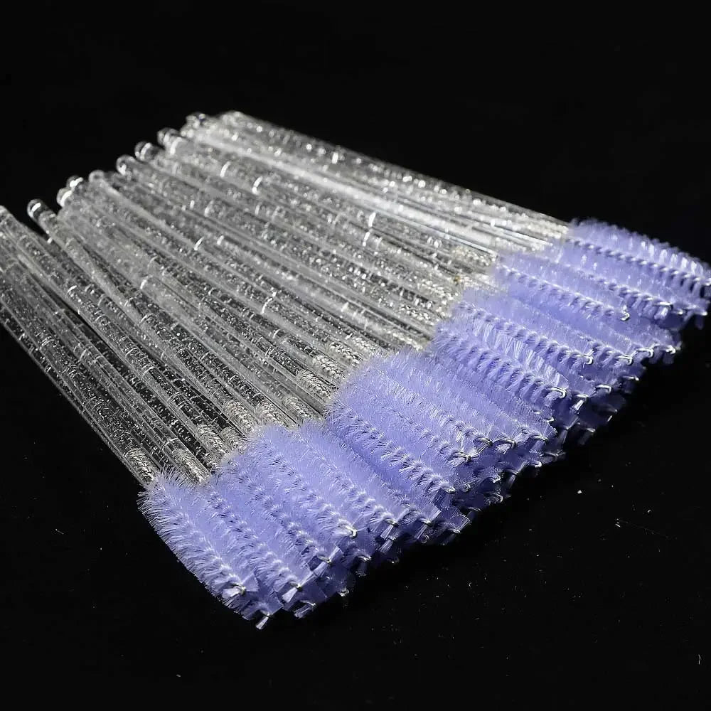 50Pcs Makeup Eyelash Brushes Disposable Crystal Eyebrow brush Diamond Handle Mascara Wand Applicator Lashes Extension Tools