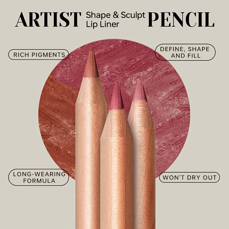 Waterproof Matte Lip Liner, Long Lasting High Pigment Lip Pencil, Smooth Precise Lip Contour for Women
