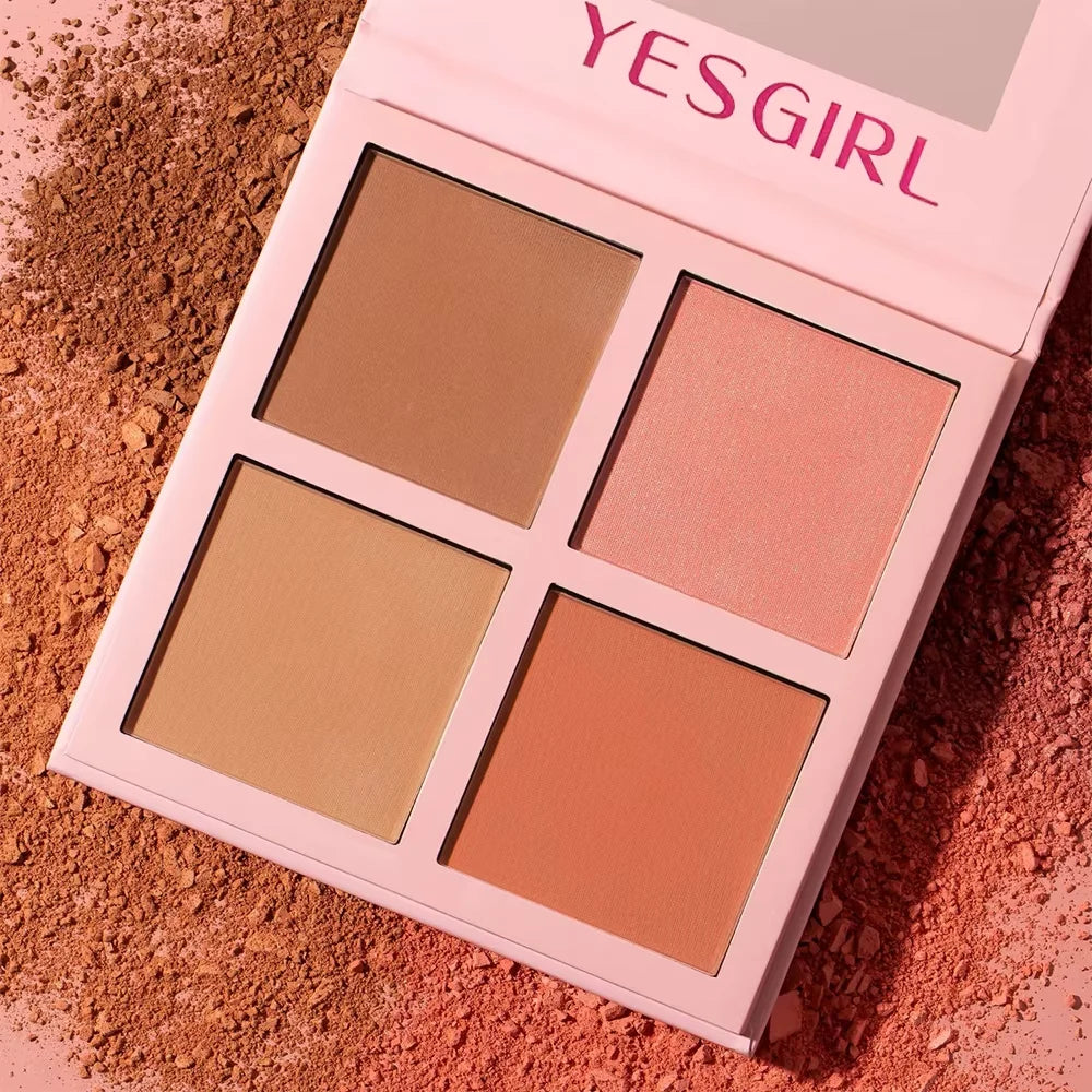 CLEARANCE SAL Four Color Matte Powder Blusher Low Saturation Soft Fog Powder Red Blusher Brightens Christmas gift
