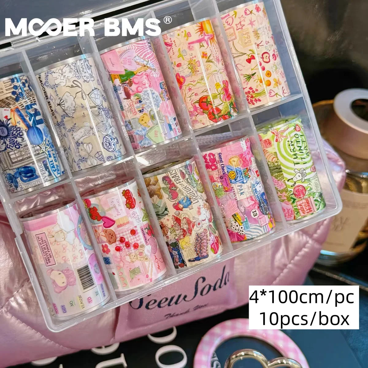 10Rolls Plaid Thousand-Bird Bow  Stars Nail Foils Transfer Paper  Nail Art Stickers  Manicure Set Decal  Nails Decoration