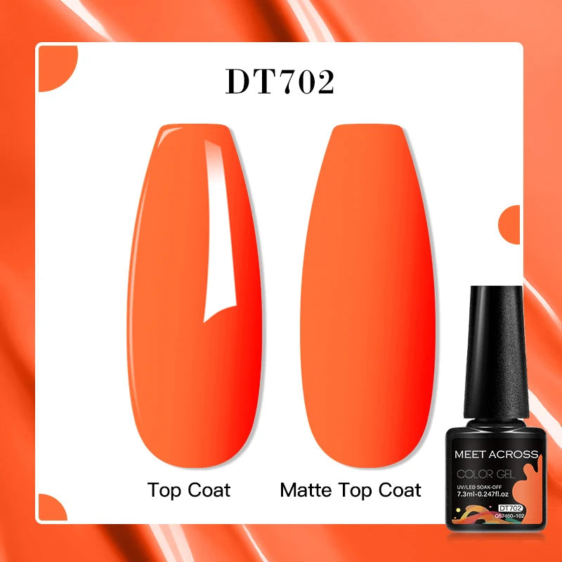 MEET ACROSS 160 Colors 7.3ml Gel Nail Polish Vernis Glitter Sparkly Semi Permanent Soak Off LED UV Gel Varnish Nail Art Manicure