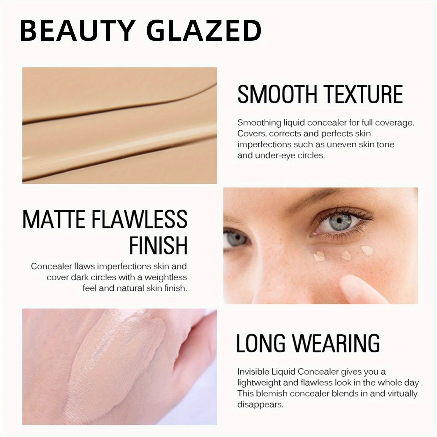 5 Color Liquid Concealer Matte Makeup Full Coverage of Pores Invisible Concealer Natural Nude Skin Tone Long-lasting Oil Control