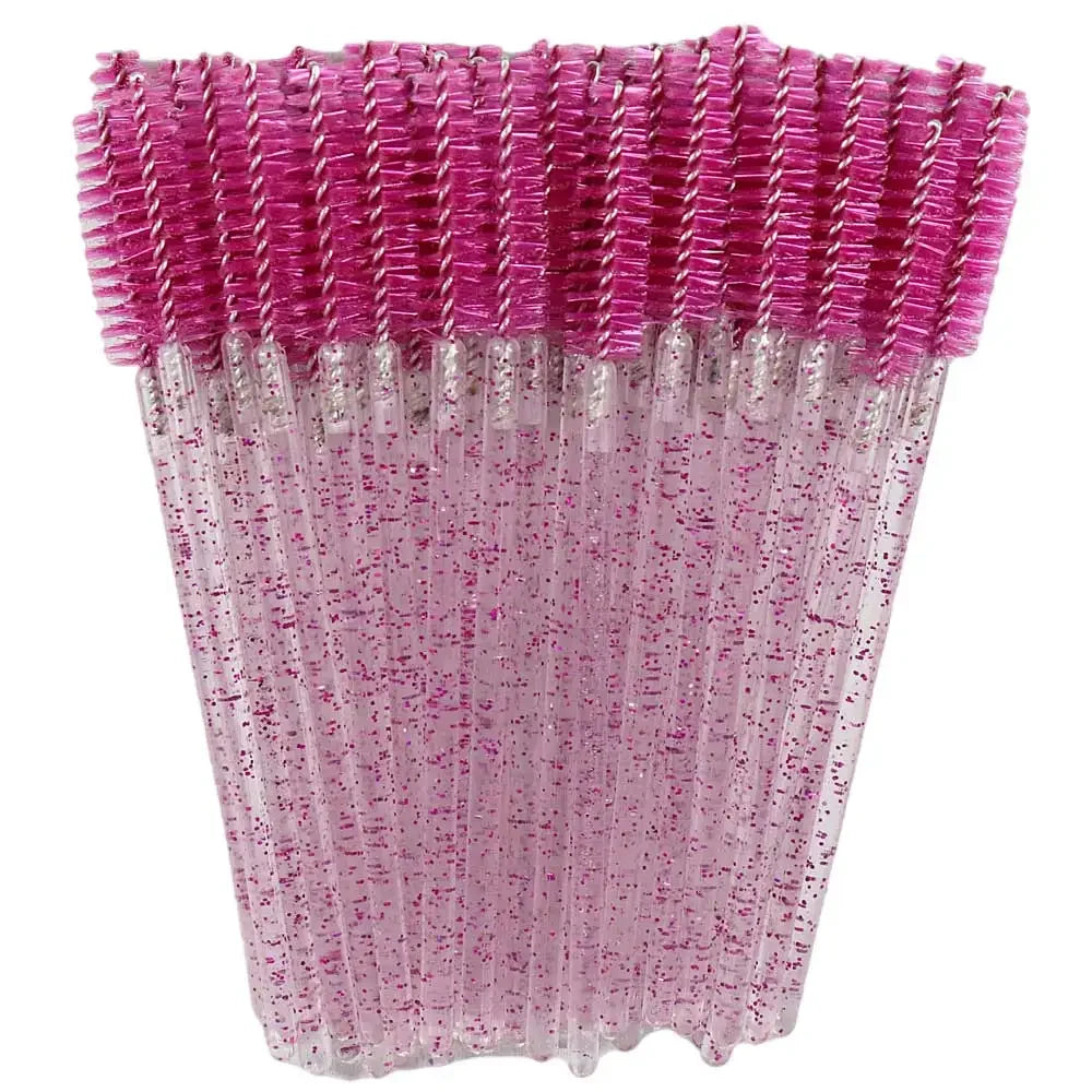 50Pcs Makeup Eyelash Brushes Disposable Crystal Eyebrow brush Diamond Handle Mascara Wand Applicator Lashes Extension Tools