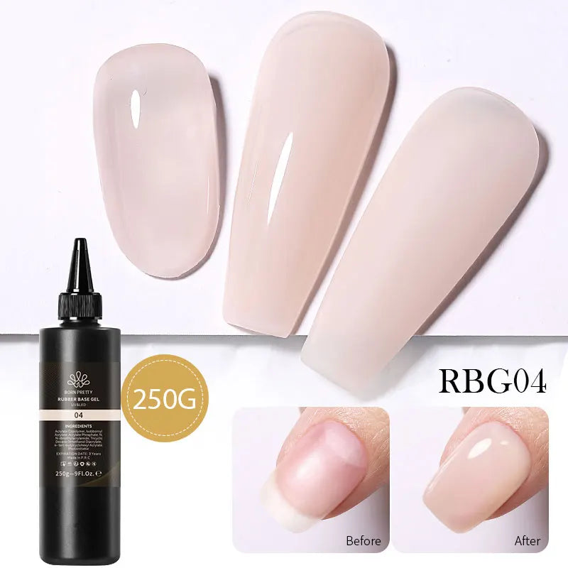 BORN PRETTY 250g Pure Black White Color Gel Nail Polish Semi Permanent Jelly Nude Gel Refilled Package Soak Off UV LED Gel