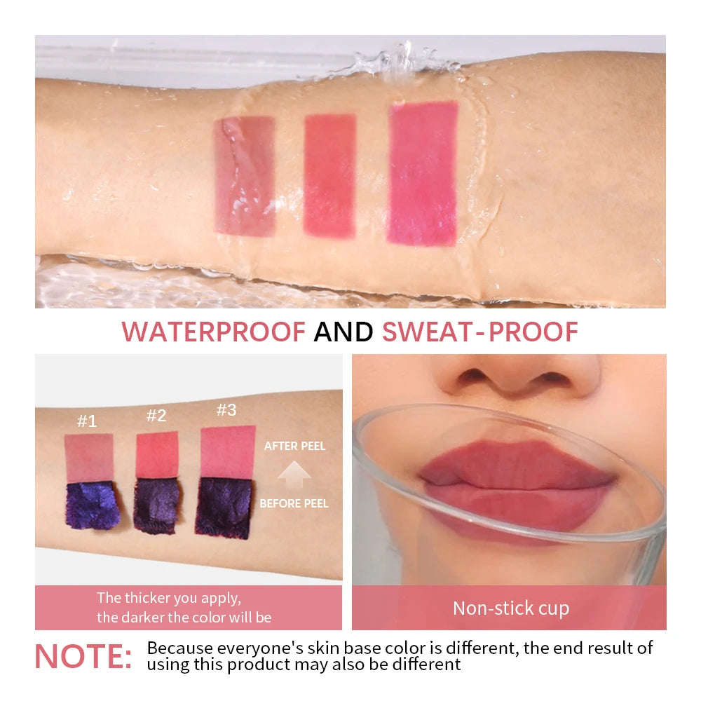 Korean Peel-Off Matte Lip Stain - Long Lasting Waterproof Tint
