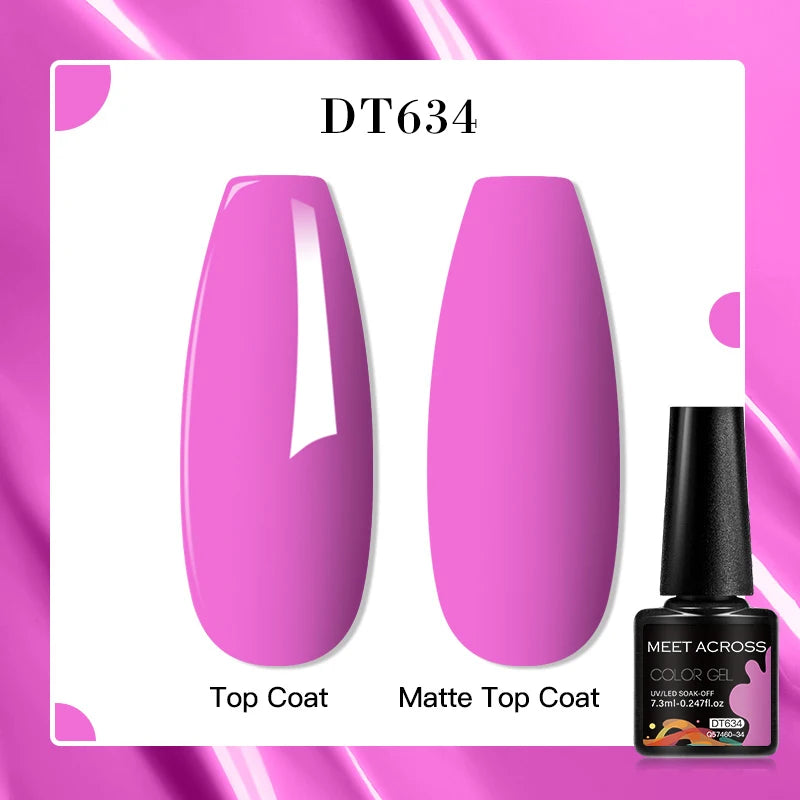 MEET ACROSS 160 Colors 7.3ml Gel Nail Polish Vernis Glitter Sparkly Semi Permanent Soak Off LED UV Gel Varnish Nail Art Manicure