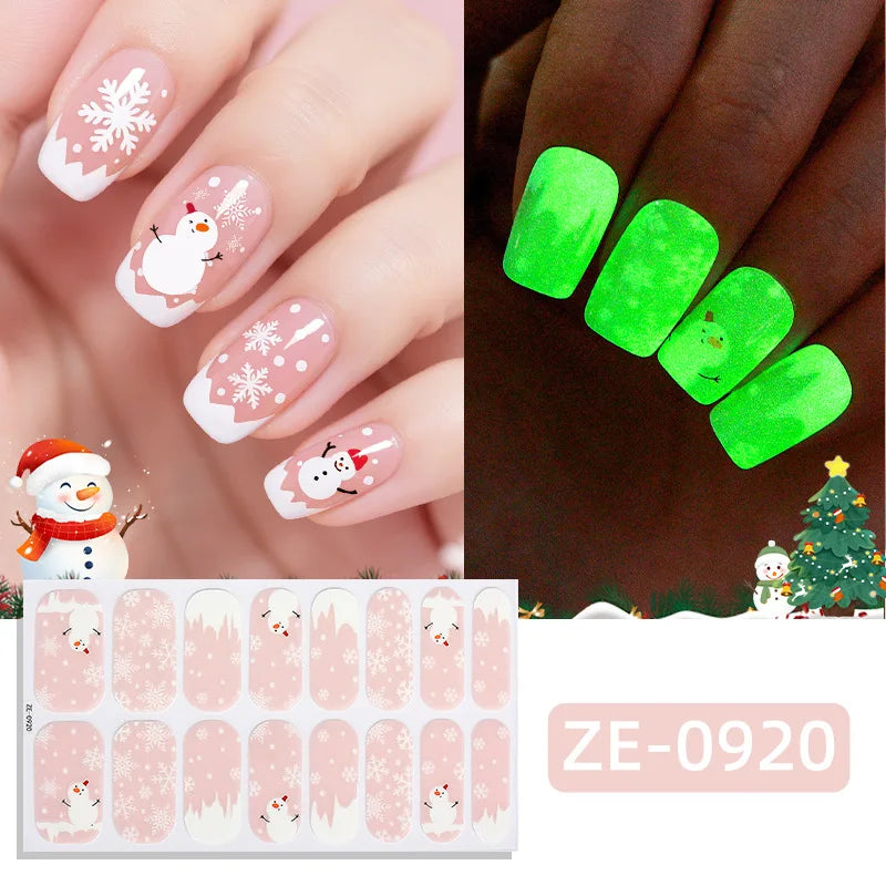 Gradient Cat Eye Style Nail Art Stickers, 16-Piece Set Self-Adhesive Waterproof Glitter False Nail Decals