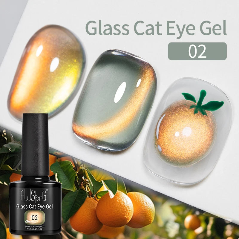 AWStorG 7.5ml Golden Gradient Cat Eye Nail Polish Gel Phototherapeutic Gel Soak Off Nail Magnetic Gel Polish Nail Art DlY