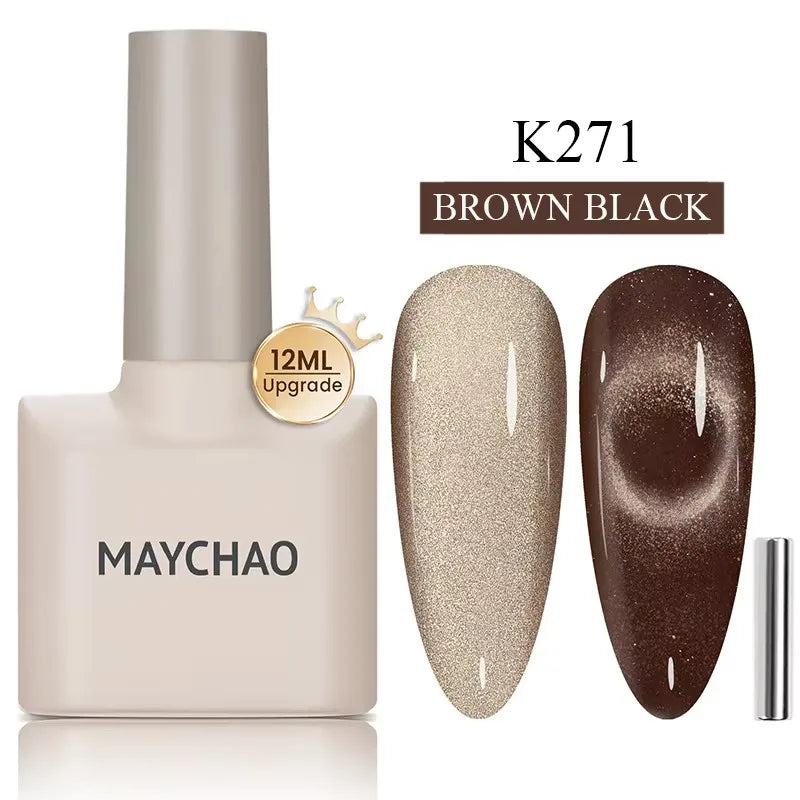 MAYCHAORomantic Galaxy Cat Eye Gel Nail Polish With Magnet Soak off UV Holographic Magnetic Rainbow Gel Polish for Nail Manicure