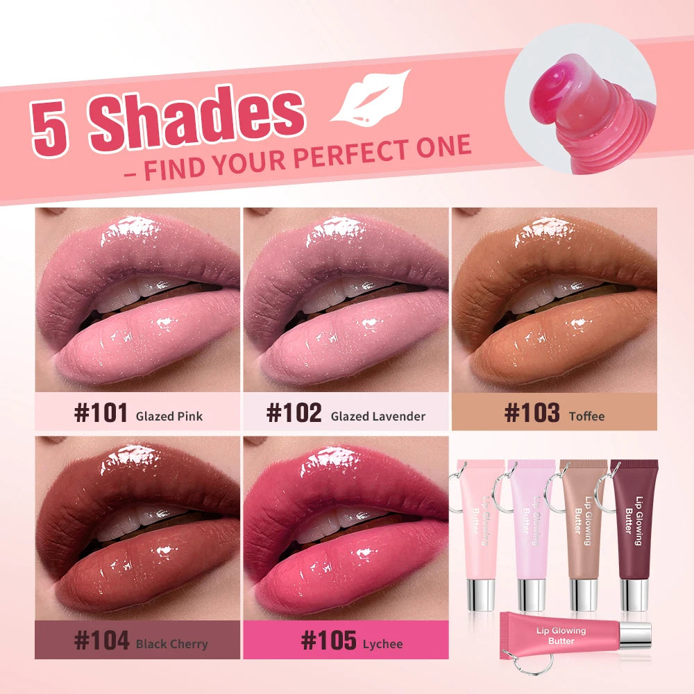 Lip Gloss Lip Oil Plumper Long Lasting Keychain Glowing Butter Moisturizing Pink Nourishing Makeup Care Hydrating Lipstick