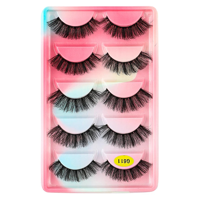 SHIDISHANGPIN 3/5/16 Pairs Natural Long False Eyelashes Dramatic Fluffy 3D Mink Lashes Wispy Wholesale Eye Lashes Thick Cils
