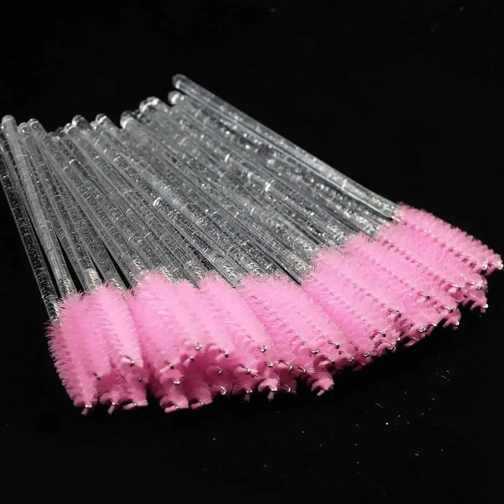 50Pcs Makeup Eyelash Brushes Disposable Crystal Eyebrow brush Diamond Handle Mascara Wand Applicator Lashes Extension Tools