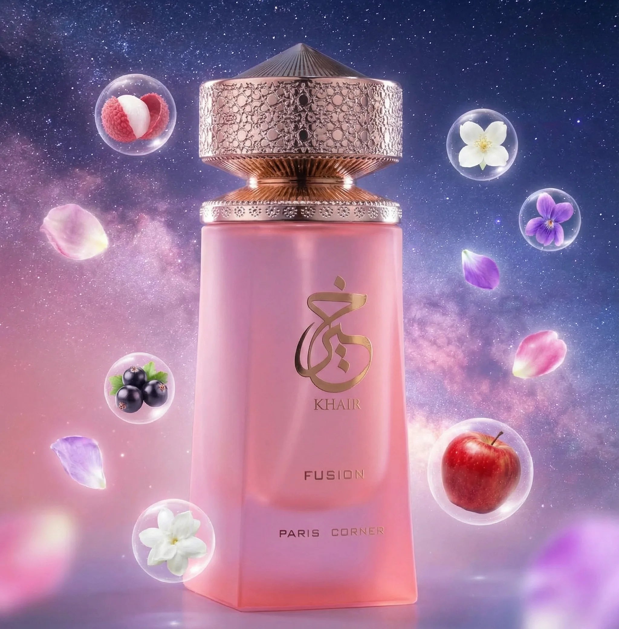 Paris Corner Khair Fusion Lychee 3.4 Fl Oz,Unisex Fruity Floral Perfume,Lychee Blackcurrant Red Apple Enchanting Aroma
